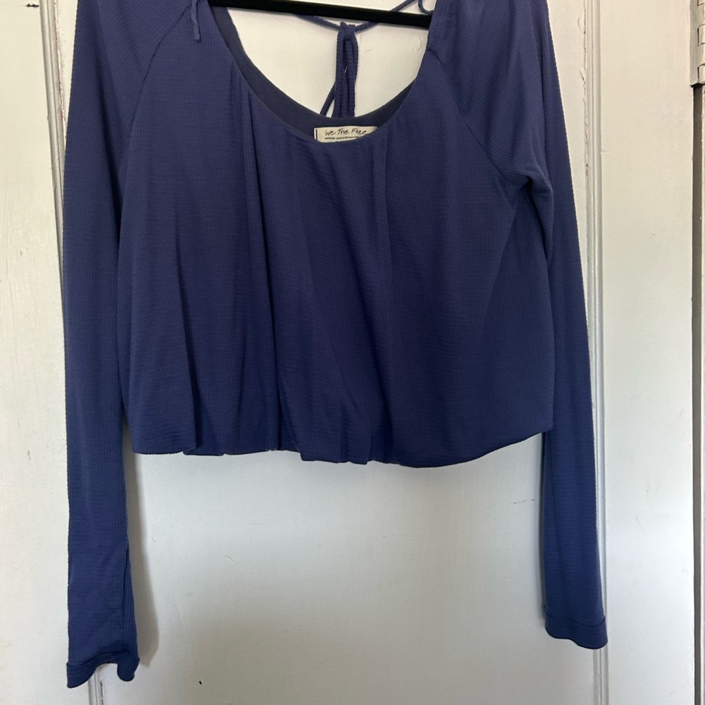 We The Free Deep Blue Long Sleeve Blouse